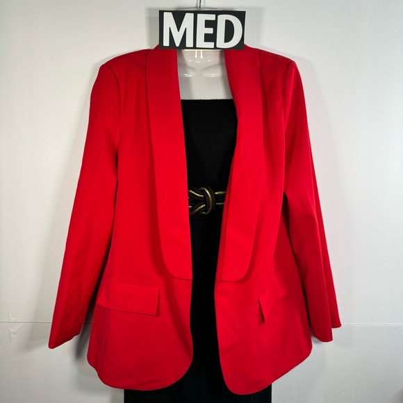 NWOT Meduim Relaxed Fit Open Red Blazer - Picture 2 of 14